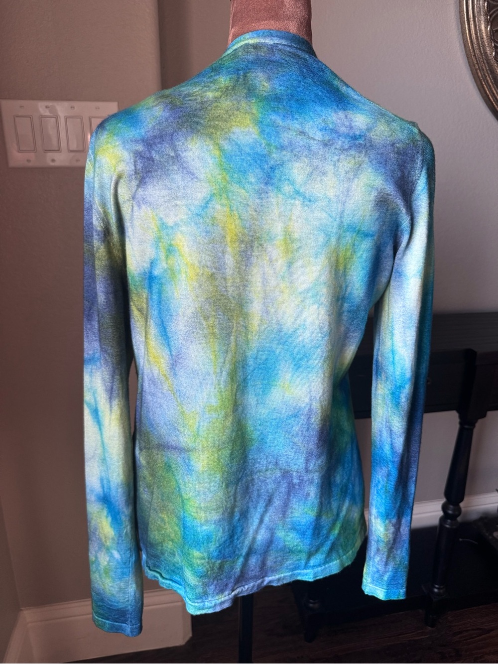 Gabriela Hearst Cashmere Silk 2 Pc Set XS/S Blue Green Tie Dye Cardigan Tank - Picture 2 of 16